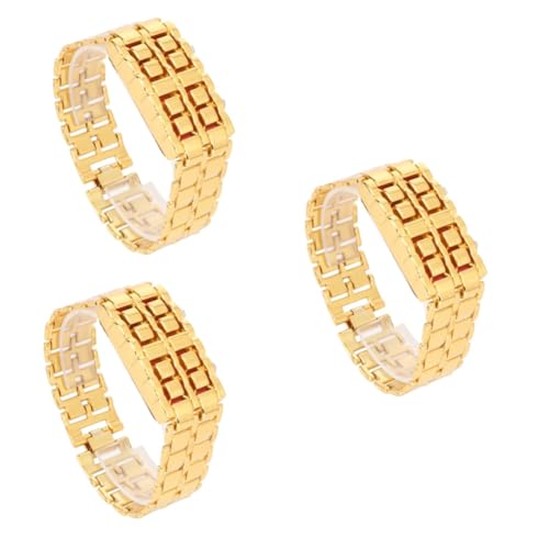LIFKOME 3stücke Damen Digital Armbanduhr Mit Rotem Licht Wasserdichtes Elegantes Design Aus Edelstahl Für Sport Und Alltag Für Modebewusste Frauen von LIFKOME