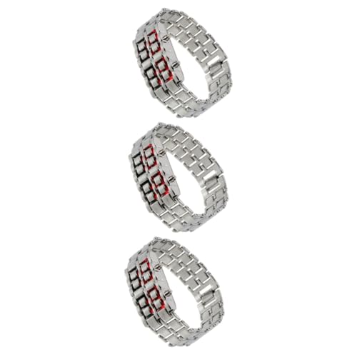 LIFKOME 3stücke Herren Armbanduhr Vintage Digitaluhr Mit Rotem Display Stilvolle Armbanduhr Für Modebewusste Männer Für Zu Besonderen Anlässen Präzise Zeitmessung Und Modisches von LIFKOME