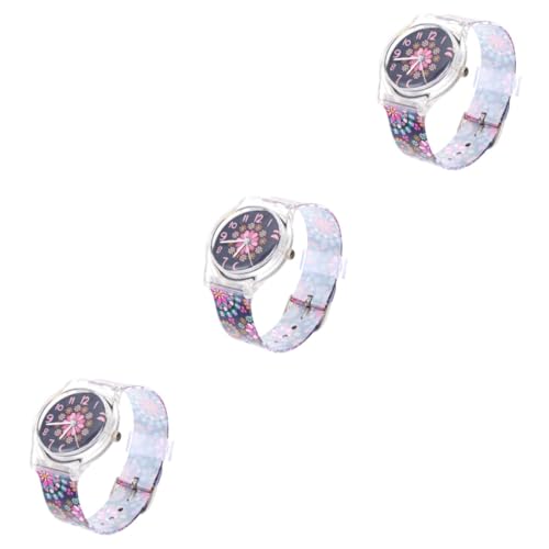 LIFKOME 3stücke Mädchen Uhr Casual Cartoon Muster Armbanduhr Für Schüler Bunte Uhr Für Junge Mädchen Leicht Ablesbar Geeignet Für Unterricht Und Freizeit von LIFKOME