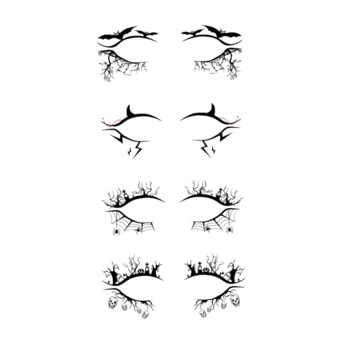 LIFKOME 4 Paare Halloween Eyeliner Aufkleber Bat Spider Eye Line Stickers Cosplay Make Up Dekorationssticker für Party Fasching und Kostümierung von LIFKOME