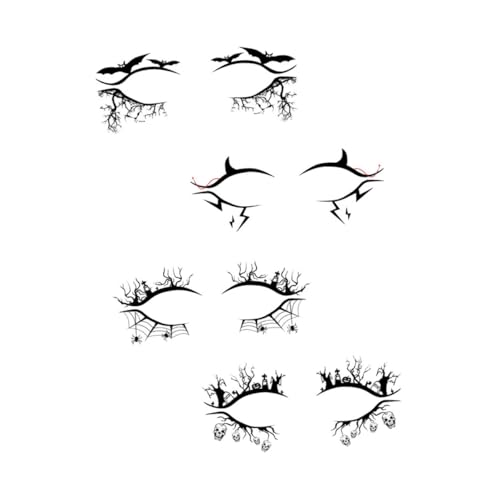 LIFKOME 4 Paare Halloween Eyeliner Sticker Fledermaus Spinne Design Selbstklebend Leicht Tragbar Für Frauen Party Make-up Zubehör Augen Dekorationsaufkleber von LIFKOME