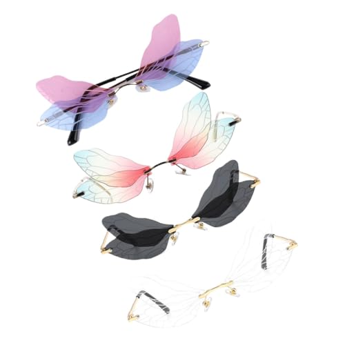 LIFKOME 4 Paare Teiliges Rimless Sonnenbrillen mit Libellenflügel-design Unregelmäßige Form Modische Transparente Gläser Langlebige Scharniere Geeignet für Damen und Herren LIFKOME 4 Paare Teiliges Rimless Sonnenbrillen mit Libellenflügel-design Unregelmäßige Form Modische Transparente Gläser Langlebige Scharniere Geeignet für Damen und Herren von LIFKOME