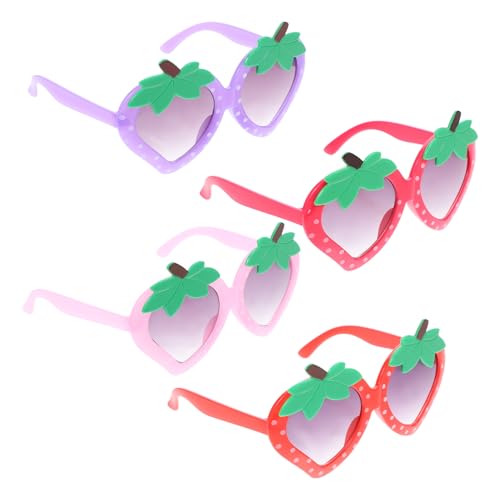 LIFKOME 4 Paare Teiliges Sonnenbrillen Erdbeerform Uv-schutz Polarisierte Mädchen Junge Mädchen Sonnenbrille Leicht Sicher für Party Festival Geschenk von LIFKOME