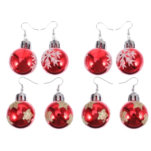 LIFKOME 4 Paare Weihnachtskugel-ohrringe Weihnachtsfeier Liefert Einfädler Ohrringe Urlaub Anhänger Ohrring Weihnachtsschmuck Ohrschmuck Kugel-charm-ohrringe Weihnachtsohrstecker Legierung von LIFKOME
