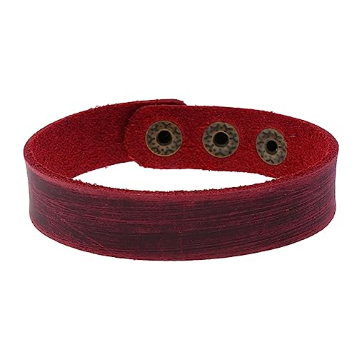 LIFKOME 4 STÜCKE Teiliges Lederarmband Breit Schlichtes Rotes Rindsleder Unisex DIY Armbänder für Alltag Party für Frauen und Männer von LIFKOME