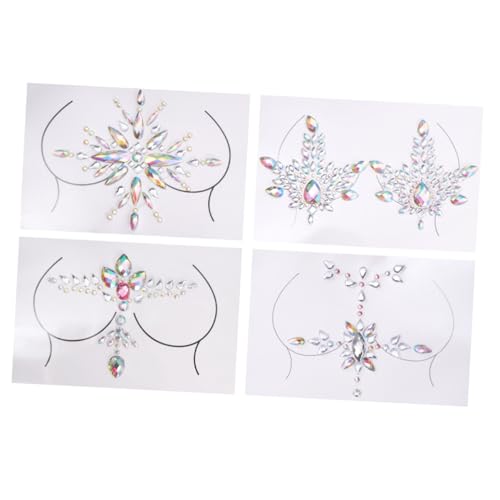 LIFKOME 4 Sätze Brust Strass Aufkleber Acryl Edelsteine Selbstklebend Festival Körperschmuck Damen Party Halloween Cosplay Dekoration von LIFKOME