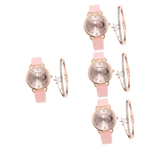 LIFKOME 4sätze Stylische Damen-Armbanduhr Mit Mond-Design Und Passendem Armband Set Für Besondere Anlässe Langlebige Materialien Alloy Und Für von LIFKOME