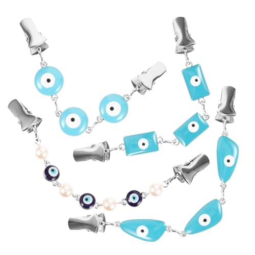 LIFKOME 4 Stck. Cardigan Clip Metall Sweater Clips mit Evil Eye Design Stilvolle Kragen Schalspangen für Damen Einfache Handhabung Eleganter Verschluss für Pullover Blusen und Strickjacken von LIFKOME