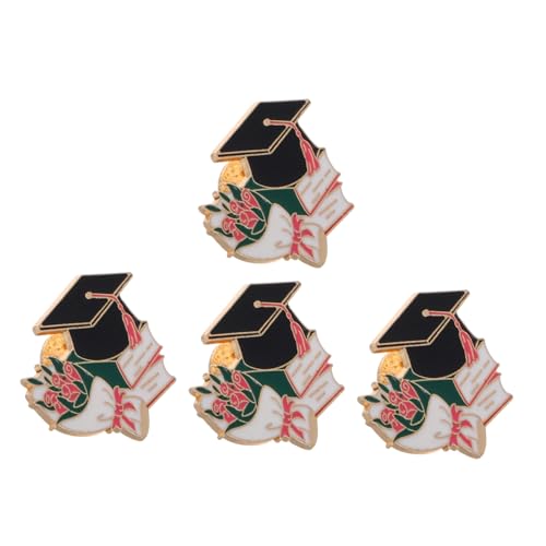 LIFKOME 4 Stücke Abschlussmütze Brosche Pin Schule Absolvent Revers Pin Abschlussblume Student Button Abzeichen Für Jacken Abzeichen Zubehör Frauen Männer von LIFKOME