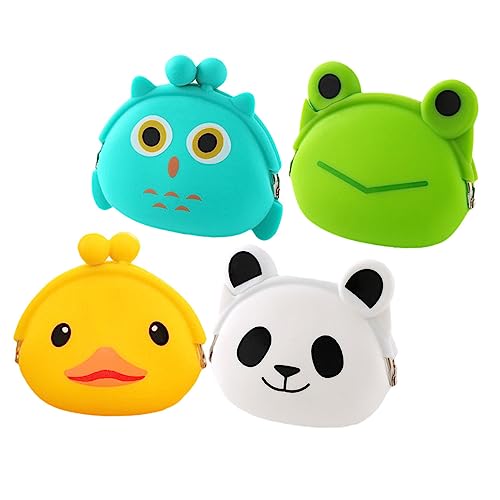 LIFKOME 4 Stücke Jungen und Mädchen Geldbörse Tasche Cartoon Silikon Geldbörse für Kinder Einfach Öffnen Schließen Aufbewahrung für Schlüssel Karten von LIFKOME