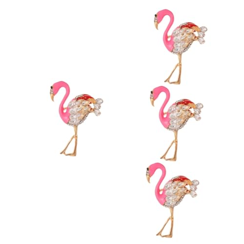 LIFKOME 4 Stück Flamingo-brosche Schmücken Kostüm Hüte Strassstifte Flamingo Broschennadeln Mantelbrosche Schalbrosche Frauen Brosche Schal Brosche Fräulein Diamant Partei-emblem von LIFKOME