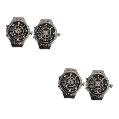 LIFKOME 4stücke Vintage Finger Uhr Mit -Open Cover Modische Quarzuhr Für Damen Und Herren Als Schmuckstück Und Zeitmesser von LIFKOME