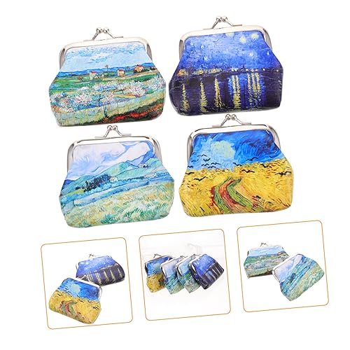 LIFKOME 4stücke Kleine Ölmalerei Geldbörse Für Damen Mini Münztäschchen Für Schlüssel Karten Und Kleingeld Für Reisen Shopping Und Alltag von LIFKOME