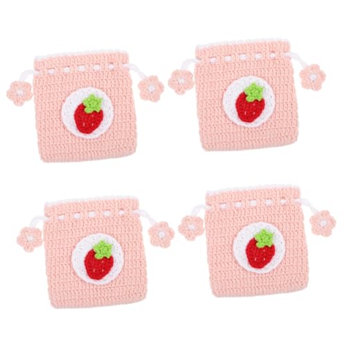 LIFKOME 4stücke Kleiner Gehäkelter Geldbeutel Für Damen Süße Handgefertigte Mini-münztasche Lustige Cartoon-Designs Für Schlüssel Und Kleingeld Für von LIFKOME