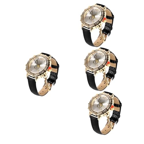 LIFKOME 4stücke Damen Armbanduhr Verstellbar Mit Glänzendem Metall Und Kristallverzierung Modische Quarzuhr Für Frauen Für Alltag Und Besondere Anlässe Langlebig Und Präzise von LIFKOME