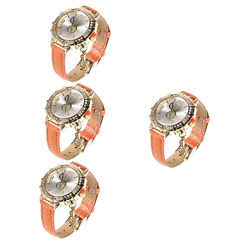 LIFKOME 4 Stück Gürteluhr mit Diamanten betrachten laufende Uhr Geschenkuhr für Mädchen s Uhren damenarmbanduhren merksam Damenuhr Frauen-Armband- Dekorative Uhr Knopfbatterie Orange von LIFKOME