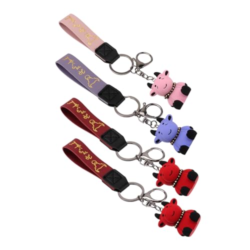 LIFKOME 4stücke Resin Schlüsselanhänger Mit Sitzendem Kalb Süße Tiercharms Für Jahr des Rindes Bunte Dekoration Für Schlüssel Und Taschen Für Tierliebhaber von LIFKOME