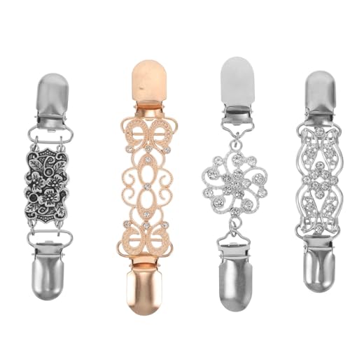 LIFKOME 4 Stück Kleiderklammern für die Rückseite: Retro-Strass-Kragenklammern für Strickjacken – Vintage-Pullover-Schal-Legierung, Klammern für Damen, modische Kleidung, Schal, Kleid von LIFKOME