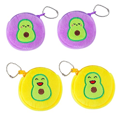 LIFKOME 4 Stück Cartoon Kopfhörer Tasche Für Mädchen Plüsch Münztasche Mit Reißverschluss Kleine Aufbewahrung Für Schlüssel Und Münzen Süßes Design in Gelb Und Violett Für Reisen von LIFKOME