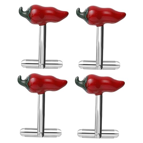 LIFKOME 4 Stück Kreative Rote Chili Manschettenknöpfe Witzige und Stilvolle Hemdknopf Accessoires für Männer und Frauen für Formelle Anlässe und Business Events von LIFKOME