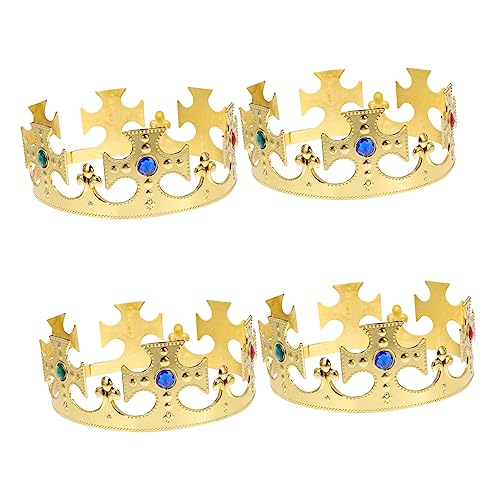 LIFKOME Königliche Kunststoffkrone 4 Stücke Prinzenkrone Kostümzubehör Für Jungen Geburtstagsfeier Und Mottoparty Unisex Krone Für Männer Und Frauen Foto Requisiten Für von LIFKOME