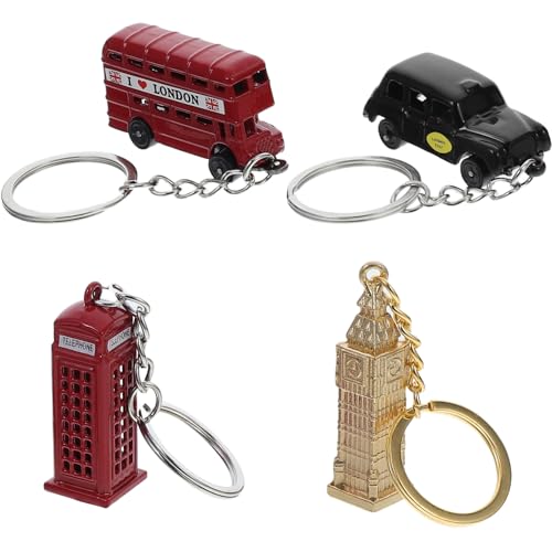 LIFKOME 4 Stück London-Souvenir-Schlüsselanhänger Britischer Bus Telefonzelle Ringe England Britisches Kulturdenkmal Anhänger Für Tasche Autozubehör Touristenanhänger LIFKOME 4 Stück London-Souvenir-Schlüsselanhänger Britischer Bus Telefonzelle Ringe England Britisches Kulturdenkmal Anhänger Für Tasche Autozubehör Touristenanhänger von LIFKOME