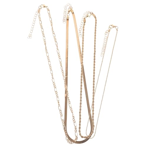 LIFKOME 4 Stück Mehrreihige Ketten Damen Goldfarbene Layering Halsketten Modischer Leichter Schmuck für Alltag Hochzeit Valentinstag von LIFKOME