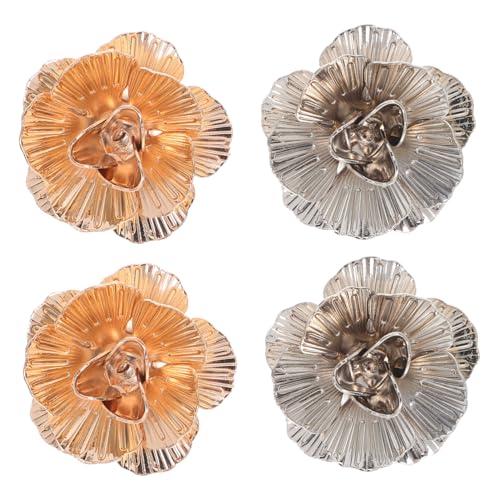 LIFKOME 4 Stück Metall Rosen Broschen für Damen Stilvolle Blumen Anstecknadeln für Anzug Kleid Hochzeit und Festliche Anlässe Glatt Polierte Modische Schmuckbroschen als von LIFKOME