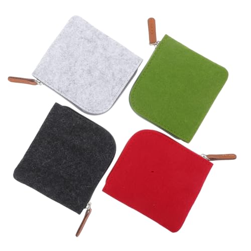 LIFKOME 4stücke Filz-geldbörse Mit Reißverschluss Mini-münztasche Aus Filzmaterial Aufbewahrungstasche Für Kleingeld Gefaltete Scheine Und Schlüssel Und Langlebig Für Täglichen Gebrauch Un von LIFKOME