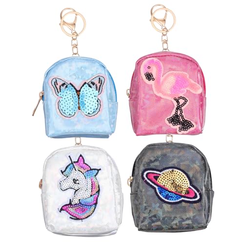 LIFKOME 4stücke Mädchen Münzbeutel Aus Pu-Material Mit Schlüsselring Kleiner Geldbeutel Für Münzen Und Schlüssel Vielseitige Aufbewahrungsbeutel Hübsches Design Für Mädchen von LIFKOME