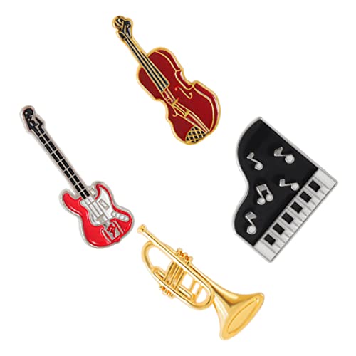 LIFKOME 4 Stück Musik Brosche Geigenbrosche aus Emaille Gitarrenbrosche Brosche zum Thema Musik Stifte Violine Musik-Schmuck-Brosche Brosche für Musikinstrumente Legierung von LIFKOME