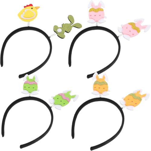LIFKOME 4stücke Cartoon-osterkopfband Für Bunte Dekorative Haarbänder Für Osterfeiern Mit Niedlichen Hasen Und Eierdesigns Für Festliche Kostüme Und Partys von LIFKOME