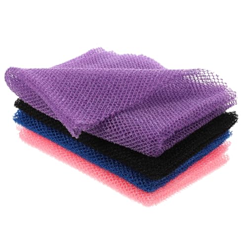 LIFKOME 4 Stück Praktisches Körperpeeling Elastischem Afrikanischem Netz Sanftes Peeling Fördert Hautelastizität und Durchblutung Waschbar für Damen und Herren für Dusche und Reisen von LIFKOME