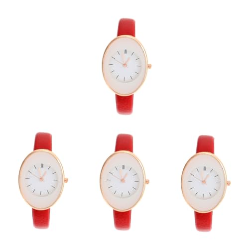LIFKOME 4stücke Damen Armbanduhr Elegante Quarzuhr Mit Lederarmband Für Frauen Stilvolle Casual Uhr Für Alltag Und Besondere Anlässe Langlebig Und Praktisch Perfektes Für Modebewusste von LIFKOME