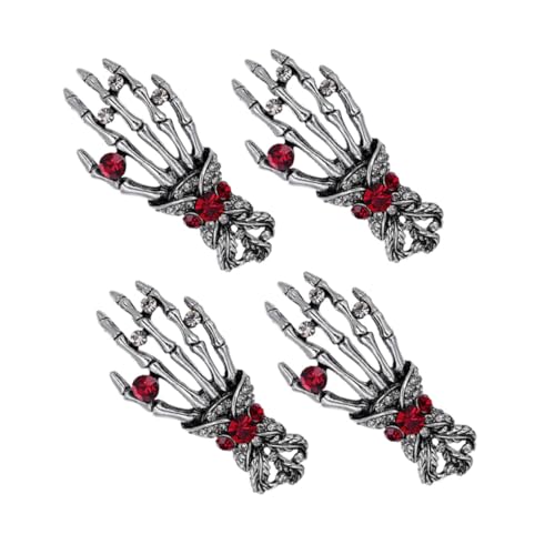 LIFKOME 4 Stück Retro Skull Hand Brosche Vintage Punk Stil Legierung mit Strass Unisex Anstecknadeln für Jacken Kleider Party accessoire Vielseitiger Lapel Pin für Herren und Damen von LIFKOME
