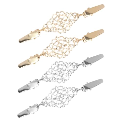 LIFKOME 4 Stück Stilvolle Cardigan Broschen zur Befestigung von Pullovern und Schals Silber und Gold für und Outfits von LIFKOME
