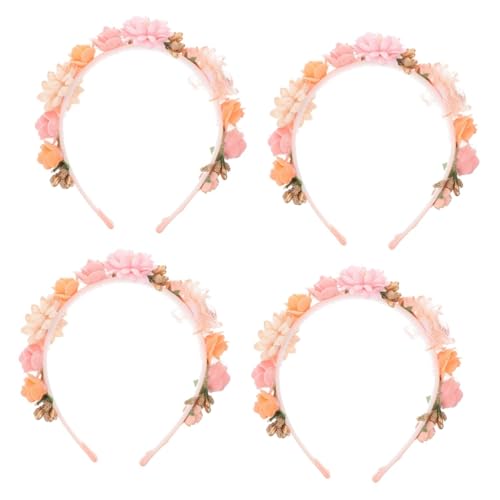 LIFKOME 4 Stück Stirnband hair clip flower haarblume Haarschmuck Blumenkronengirlande Schmücken Haargummi Cosplay-Stirnband Stirnband für die Teeparty Hochzeit Kopfbedeckung Schal von LIFKOME