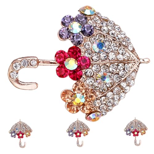 LIFKOME 4 Stück Strass Broschen Damen Regenschirm-anstecknadeln aus Funkelnde Schmucknadeln für Kleidung Mäntel Hüte und Taschen Zweifache Funktion für Sicheren Halt und Elegantes Design von LIFKOME