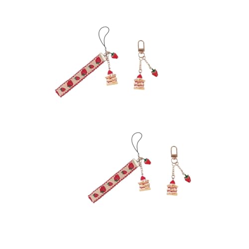 LIFKOME 4stücke Herz Schlüsselanhänger Erdbeer Design Kreative Handyanhänger Für Taschen Schlüssel Und Dekoration Für Zu Besonderen Anlässen von LIFKOME