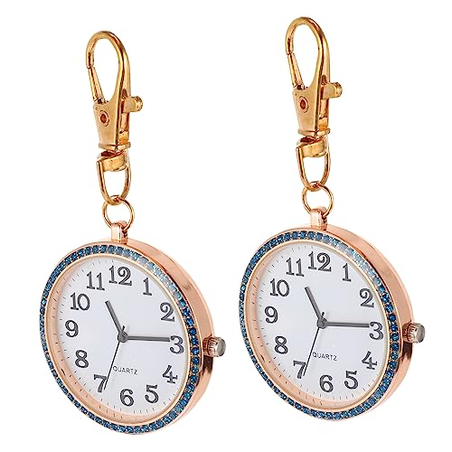 LIFKOME 4stücke Clip Taschenuhr Schlüsselanhänger Mit Strass Tragbare Unisex Uhren Für Mädchen Und Für Alltag Und Berufe von LIFKOME