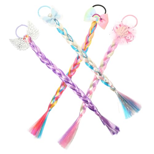 LIFKOME 4 Stück Teiliges Bunte Geflochtene Haarsträhnen für Mädchen Elastische Zopfbänder mit Realistischem Look Strapazierfähig und Bequem Vielseitiger Haarschmuck für Alltag und Party von LIFKOME