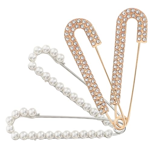 LIFKOME 4 Stück Teiliges Damen Sicherheitsnadeln für Kleidung Strickjacke und Schal Modische Anstecknadeln aus Legierung mit Perlen Strassverzierung Eleganter Schmuck für Vielseitige von LIFKOME