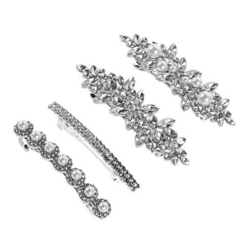 LIFKOME 4 Stück Teiliges Funkelnde Strass Haarspangen mit Perlen Stilvolle Französische Haarklammern für Damen Fester Sitz Leichter Brautschmuck für Hochzeit Party und Formelle Anlässe von LIFKOME