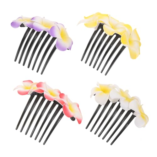 LIFKOME 4 Stück Teiliges Haarkamm Bunten Hawaiianischen Blumen Stabiler Halt Leichter Brautschmuck für Damen Vielseitige Haarspangen für Hochzeit Party und Festliche Anlässe von LIFKOME