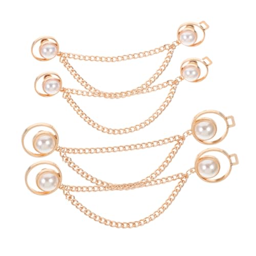 LIFKOME 4 Stück Teiliges Jeans Hosenbund Taillenspanner Verstellbare Taillenknöpfe ohne Nähen Goldfarbene Clips mit Weißer Perlenoptik zum Hosenbund Enger Machen und Anpassen für Damen von LIFKOME