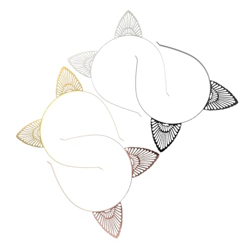 LIFKOME 4 Stück Teiliges Katzenohren Haarreif aus Langlebigem Metall Flexibles Niedliches Kopfband für Karneval Fasching Cosplay und Party in Schwarz Gold Weiß und Roségold von LIFKOME