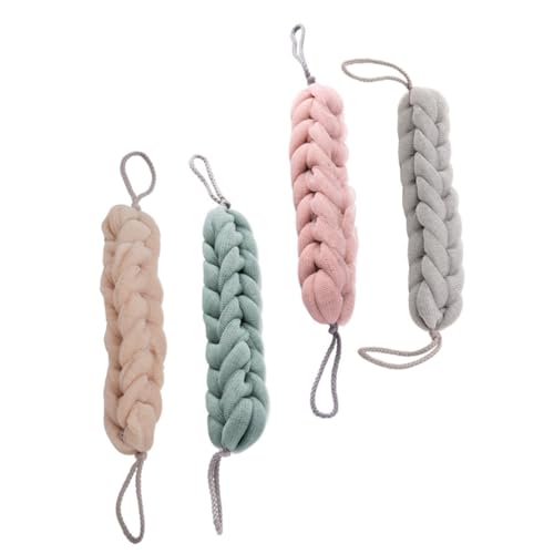 LIFKOME 4 Stück Teiliges Langes Peeling badetuch mit Reichhaltigem Schaum Sanftes Duschhandtuch mit Starker Reinigungswirkung Hautschonend und Kompakt für Effektive Zufällige Farbe von LIFKOME