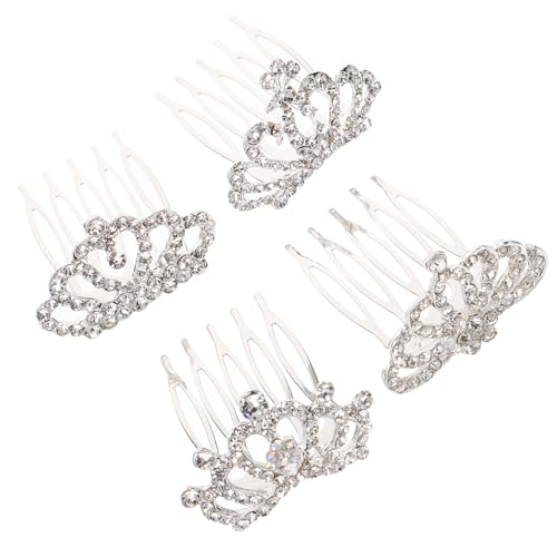 LIFKOME 4 Stück Teiliges Mädchen Tiara mit Kleinen Verzierungen und Strass Schmuck Inklusive Kamm Eleganter Haarschmuck für Geburtstag Party Hochzeit und Fotoshootings Langlebig und von LIFKOME