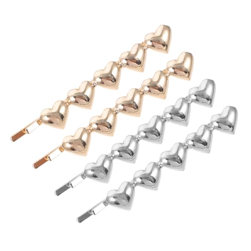 LIFKOME 4 Stück Teiliges Punk Herz Haarklammer Rutschfeste Haarspangen in Gold und Silber Vintage Haarschmuck für Damen und Mädchen Modisches Stylingzubehör für Hochzeit Party und Alltag von LIFKOME