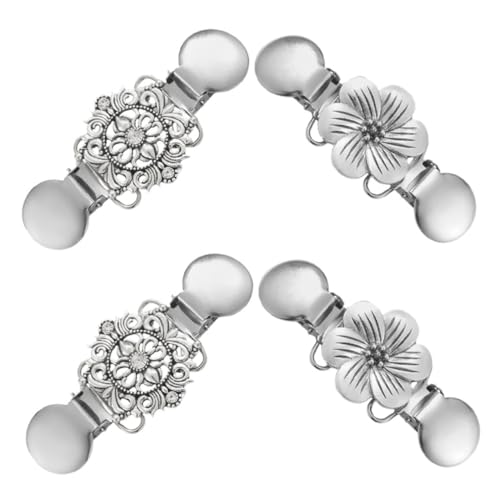 LIFKOME 4 Stück Teiliges Vintage Cardigan Clips mit Blumenmuster Vielseitige Pullover und Schal Verschlüsse Sanft zu Kleidung Einfach zu Befestigen für Damen Shawls und Kleider von LIFKOME